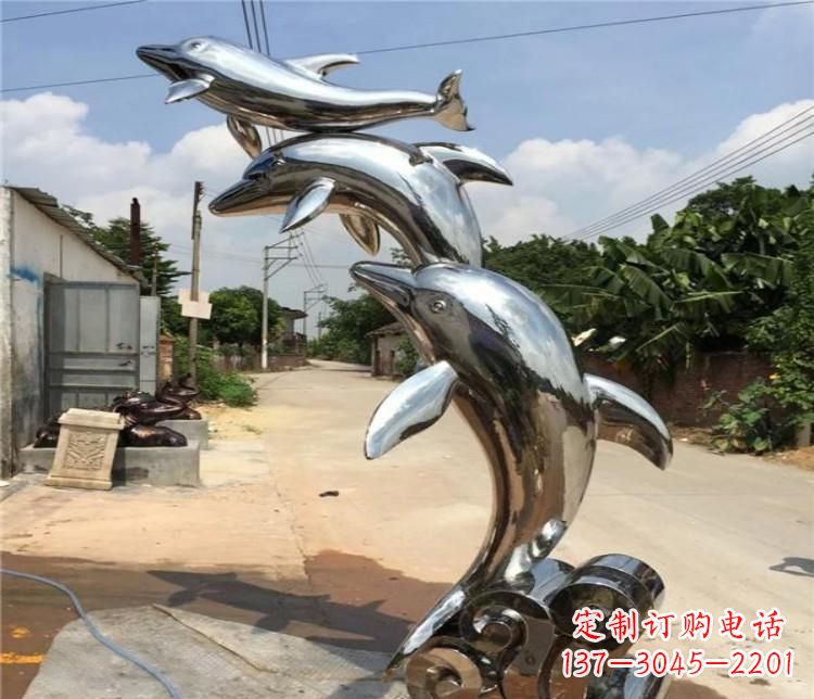运城冲浪海豚不锈钢雕塑