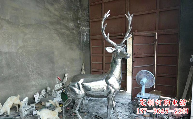 运城艺术精美的不锈钢鹿装置雕塑