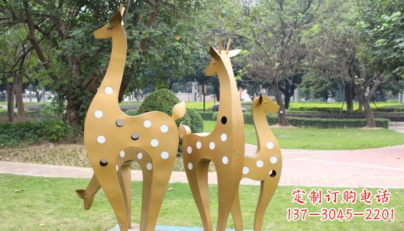 运城彩色不锈钢梅花鹿雕塑