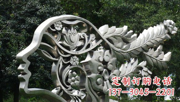 运城高雅美貌不锈钢美女头象雕塑