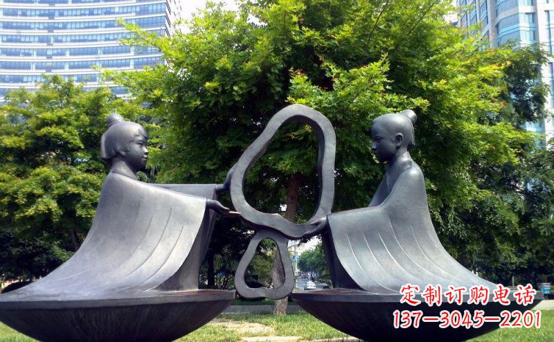 运城特色铜雕-孔融让梨雕塑