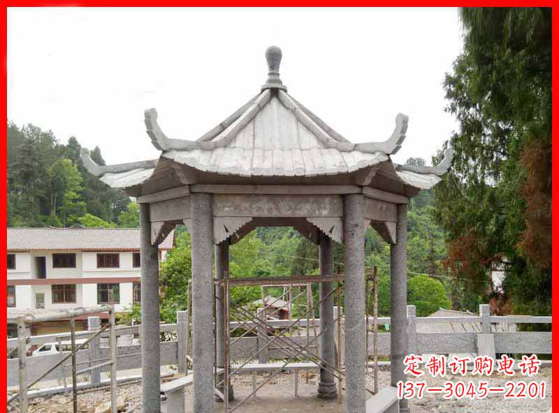 运城精美大理石六角石凉亭雕塑
