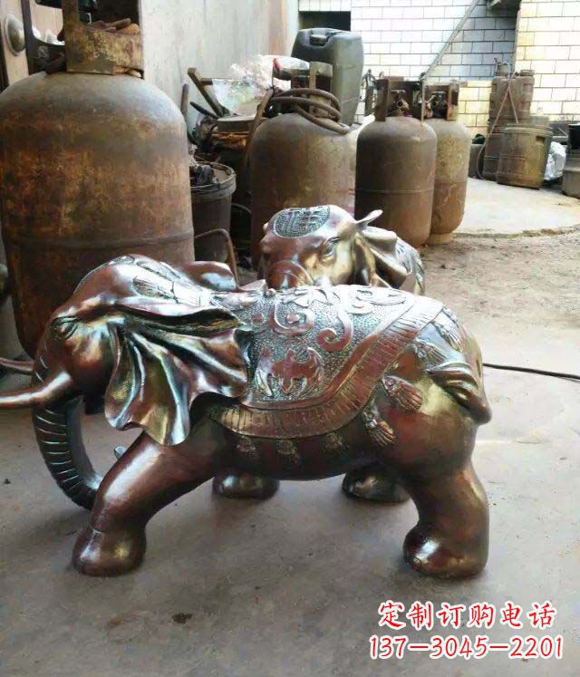 运城 精美的铜质大象招财雕塑