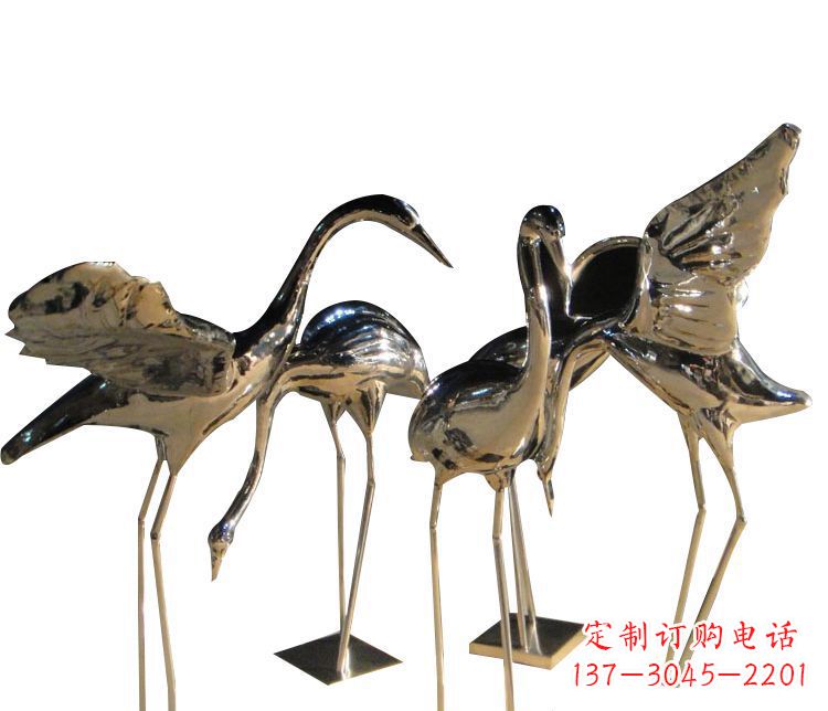 运城三角中国领雕塑不锈钢仙鹤雕塑