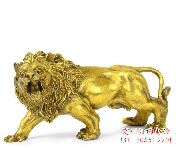 运城黄铜鎏金狮子雕塑——象征力量的艺术精品