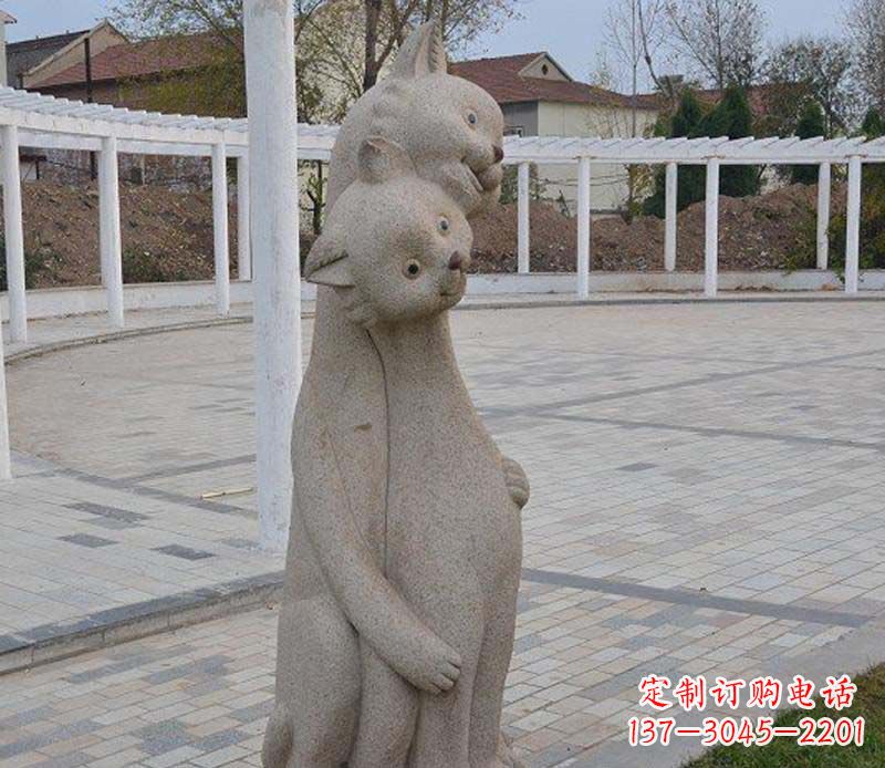 运城精美小猫石雕，让您的公园更加美丽