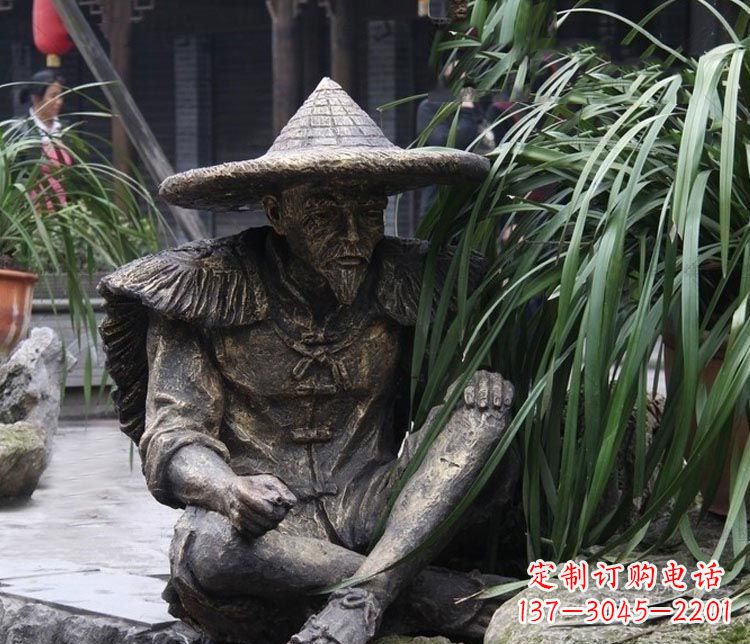 运城中领雕塑定制——古典经典“渔翁”铜雕