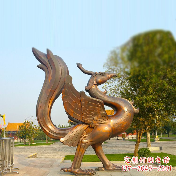 运城纯铜铸造的四灵之朱雀雕塑