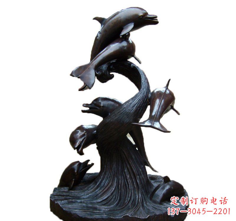 运城公园海豚喷泉铜雕