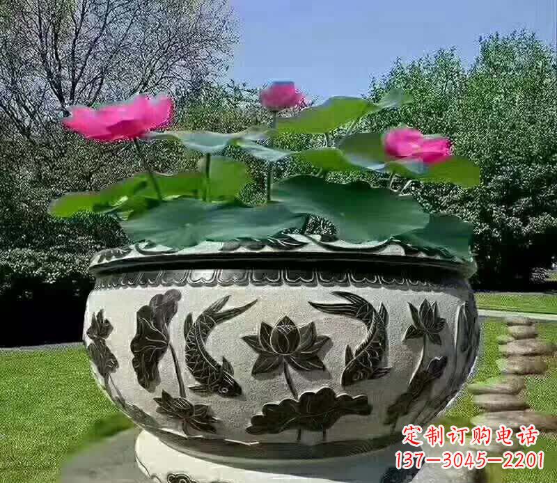 运城唯美鲤鱼水缸雕塑