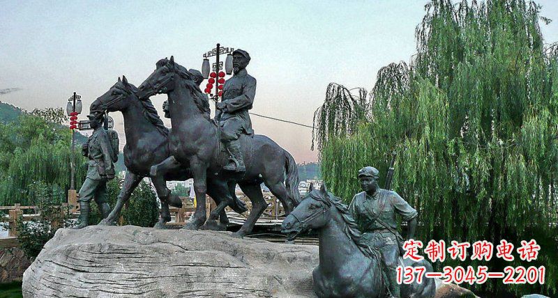 运城公园红军骑马景观铜雕
