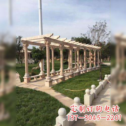 运城增添公园美景的长廊石雕