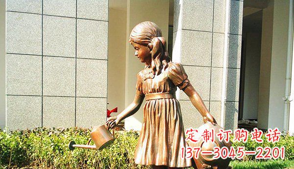 运城可爱的公园小女孩铜雕