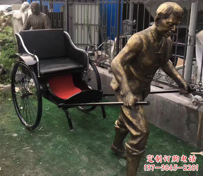 运城精美铜雕车夫人物雕塑