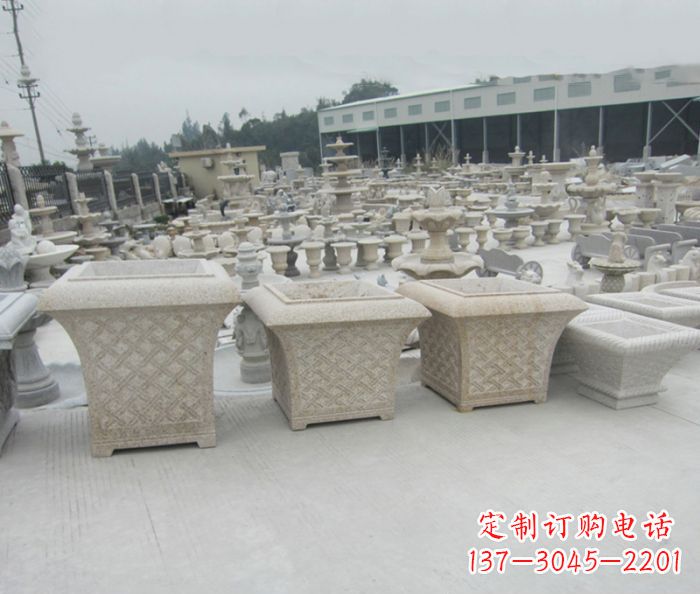 运城优雅花盆大理石雕塑