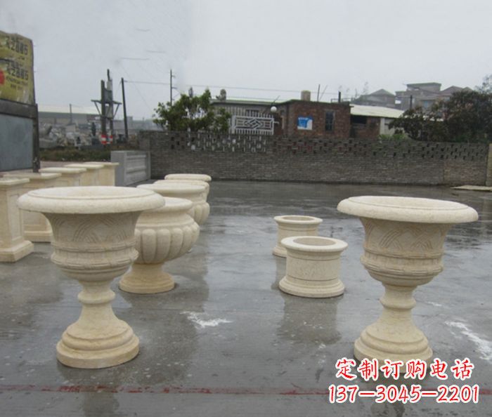 运城完美绽放——大理石花盆石雕