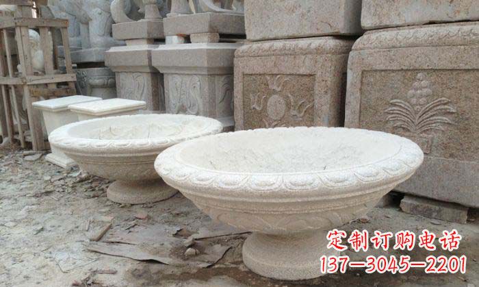 运城细腻雅致的大理石花盆石雕