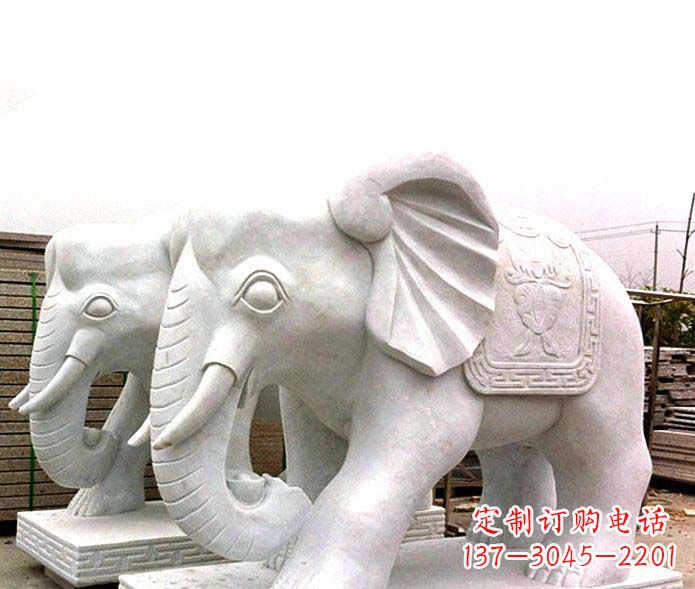 运城精致细腻的大象石雕景观雕塑