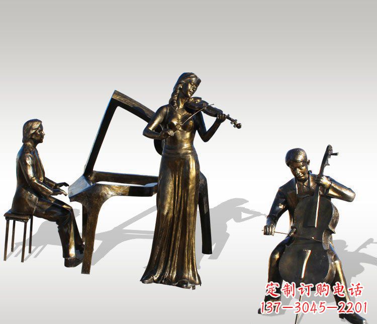运城公园景观钢琴拉小提琴人物铜雕