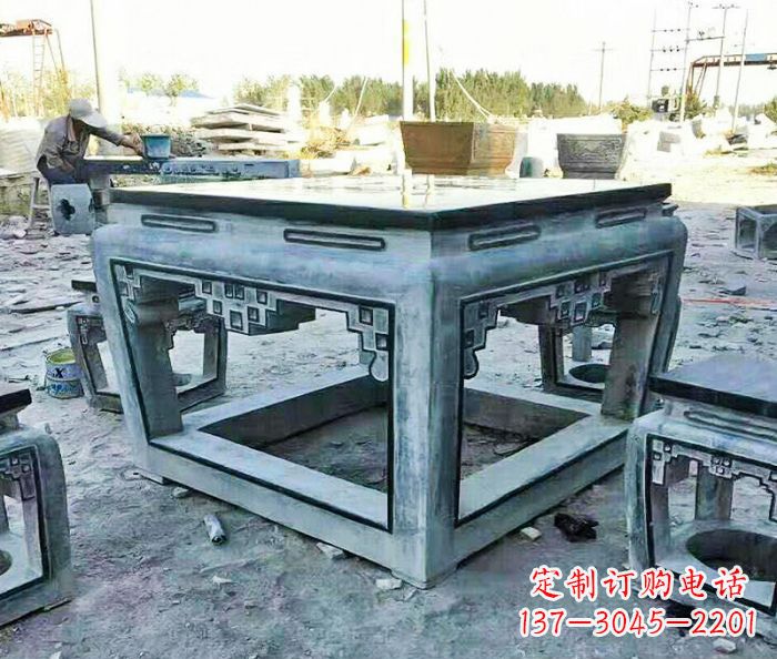 运城雕塑艺术方形石桌凳