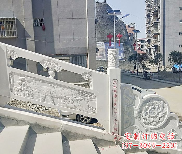 运城汉白玉石雕栏板,唯美园林装饰