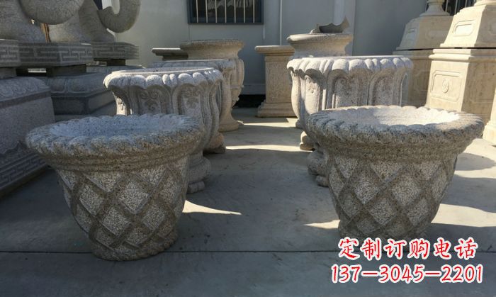 运城花篮式花盆石雕