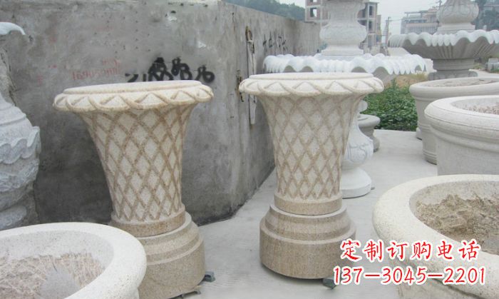 运城花篮式石雕镂空花盆