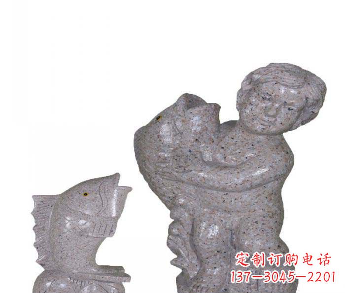 运城飘洒雕塑——公园景观石雕鱼喷泉