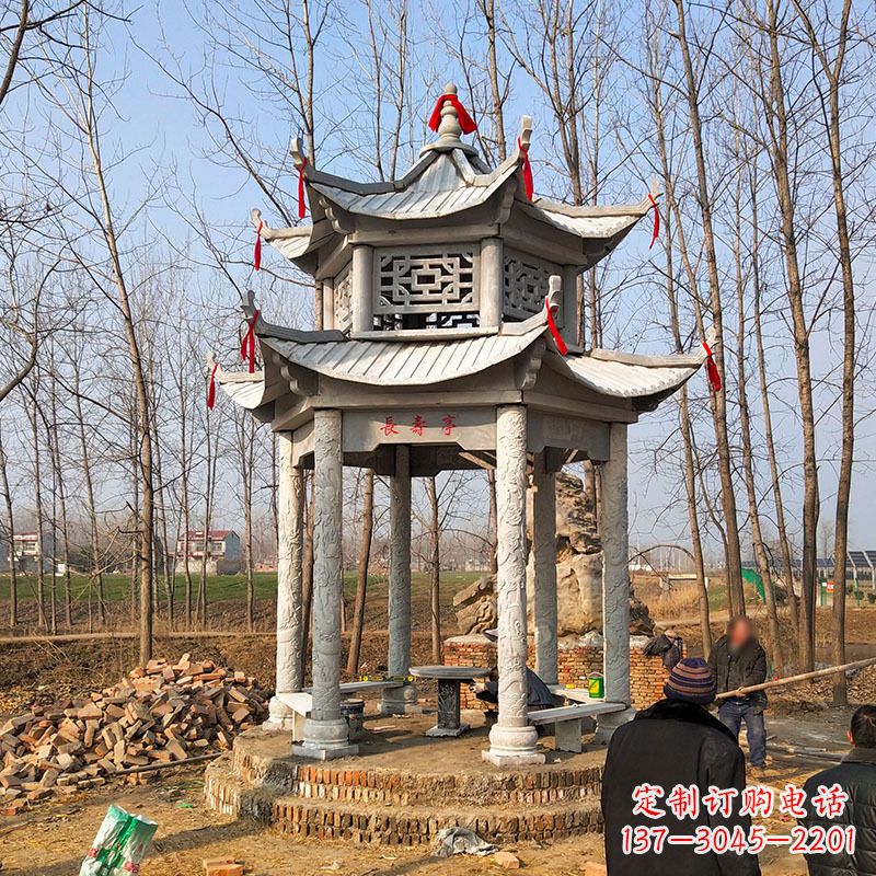 运城和谐统一的双层石雕凉亭