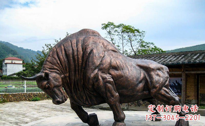运城公园开荒牛动物铜雕