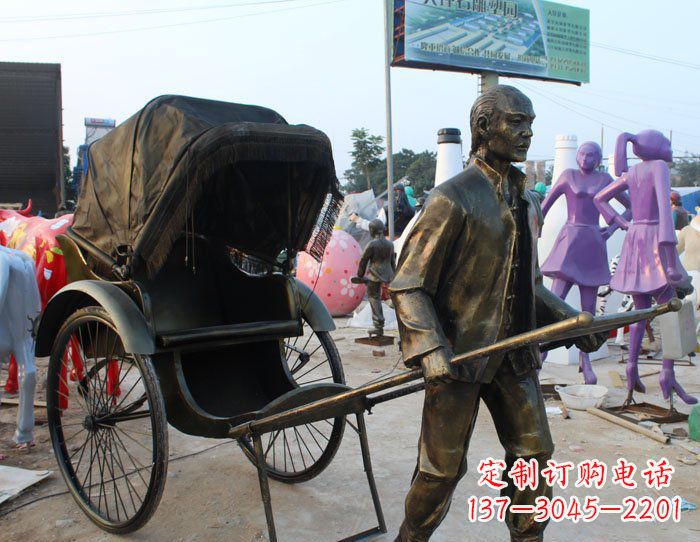 运城精致可爱的黄包车铜雕