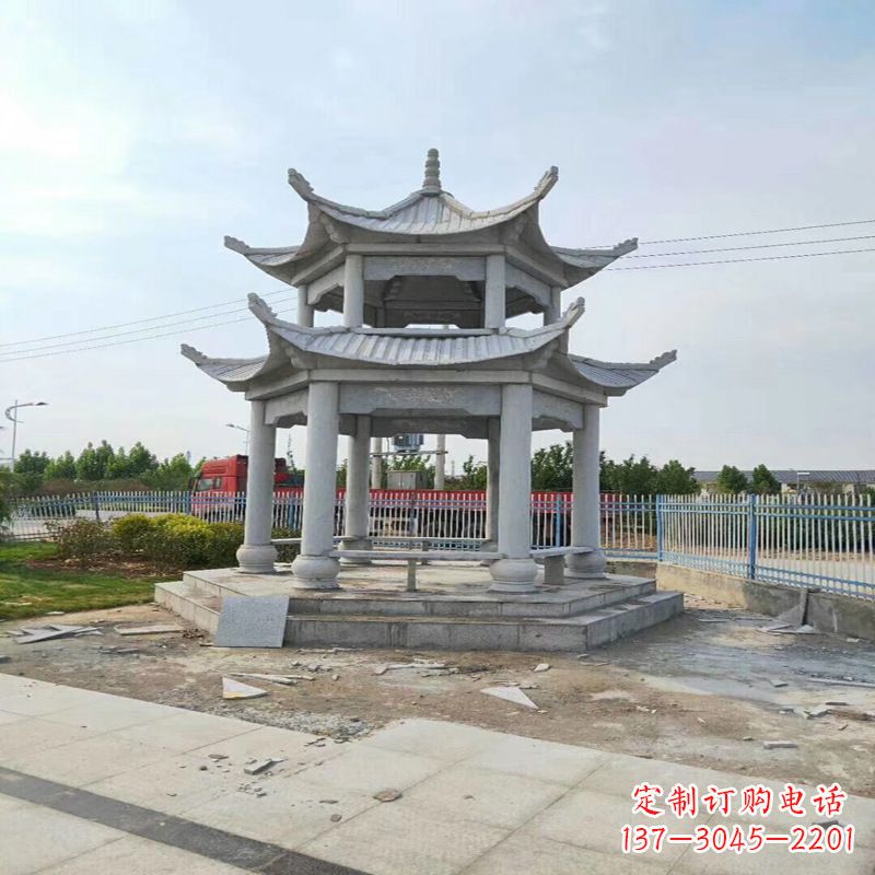 运城中领雕塑-精美双层凉亭石雕