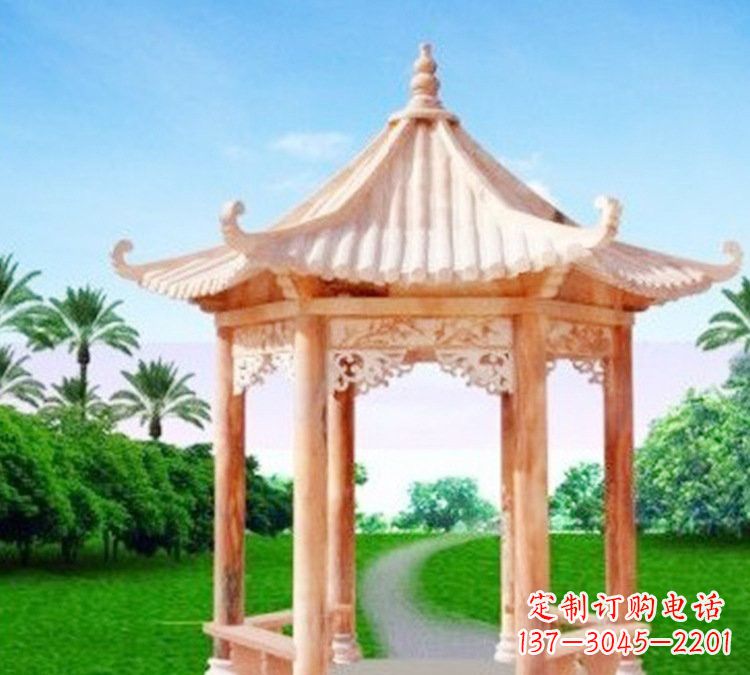 运城艺术精美的六角凉亭石雕