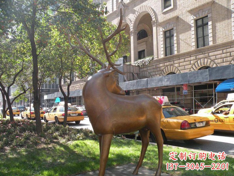 运城公园梅花鹿景观铜雕