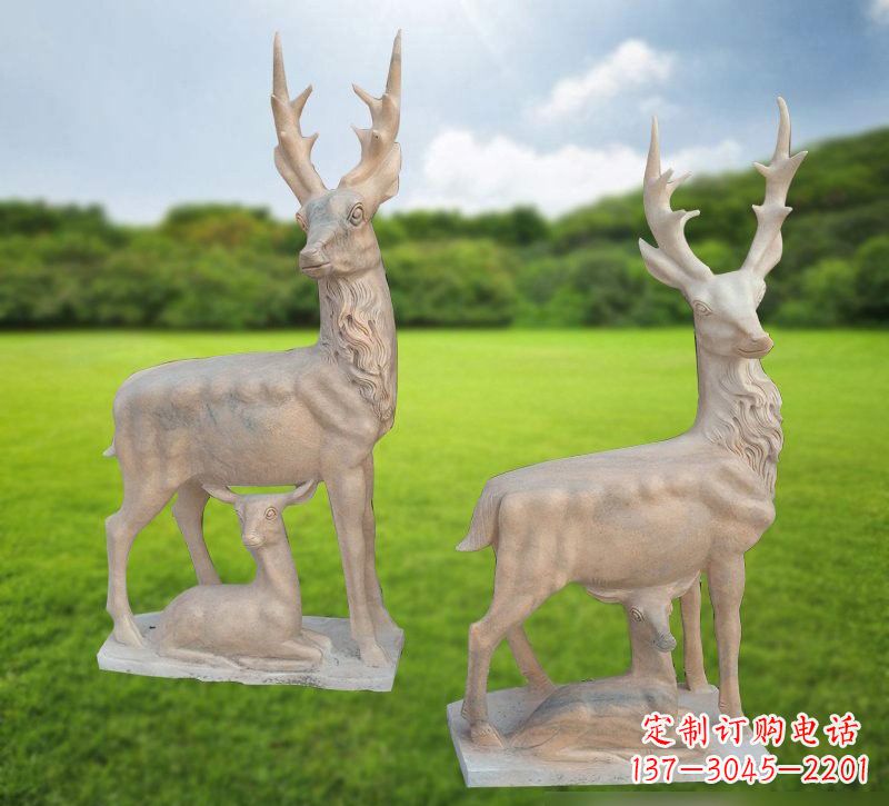 运城优质工艺 梅花鹿石雕