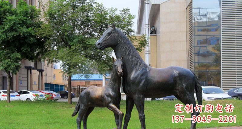 运城公园母子马动物铜雕