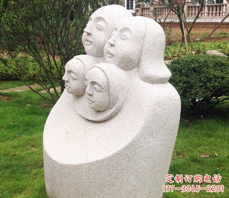 运城公园母子人头像石雕