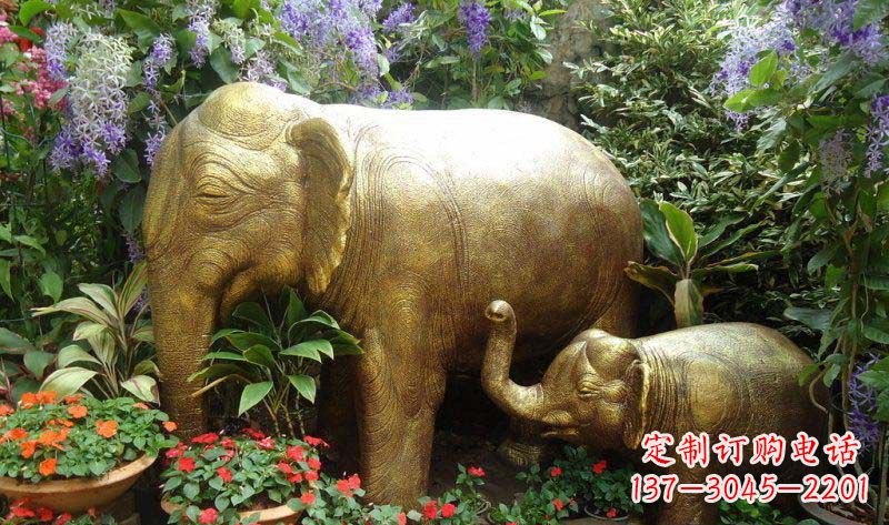 运城铜雕母子象艺术雕塑