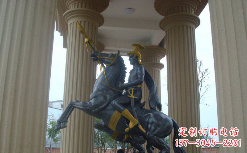 运城公园骑马的罗马士兵人物铜雕