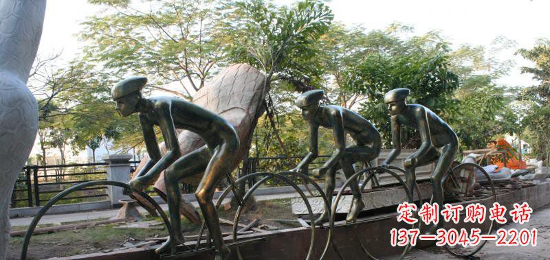 运城精致铜雕自行车景观雕塑