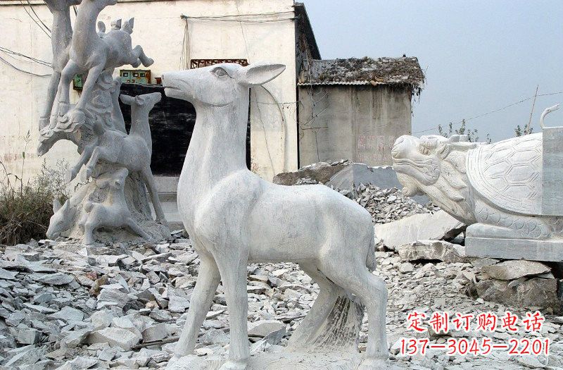 运城青石仿古小鹿雕塑,精美优雅
