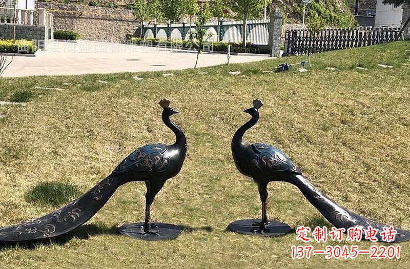 运城公园青铜孔雀雕塑