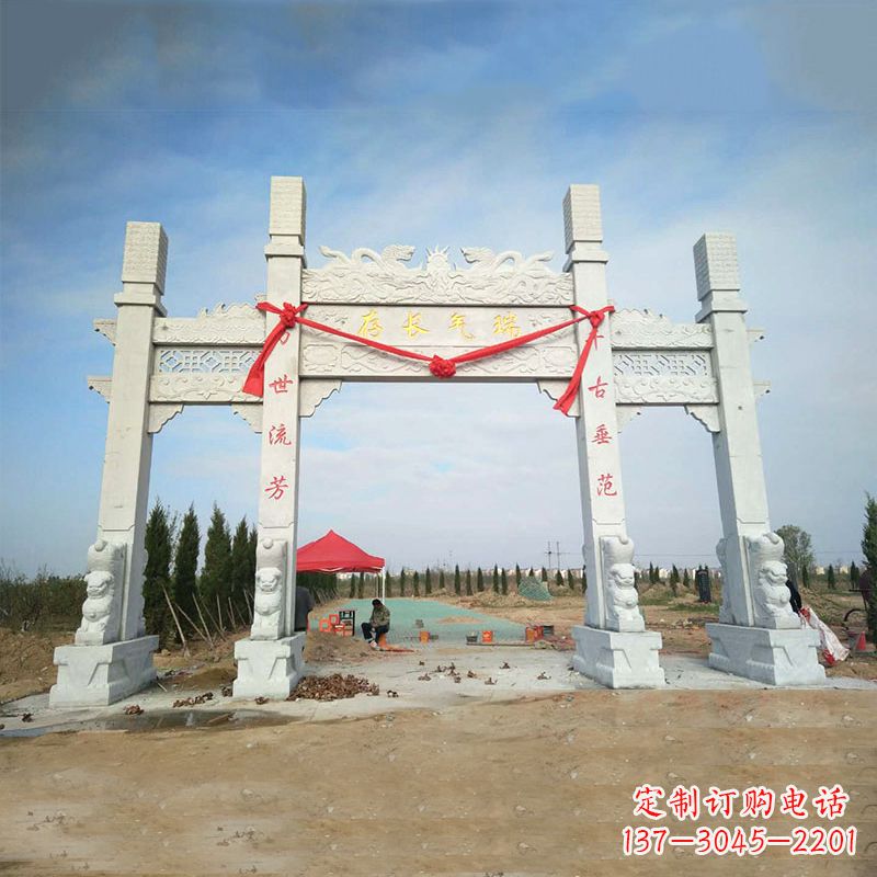 运城中领雕塑专业定制公园三间四柱牌坊雕塑