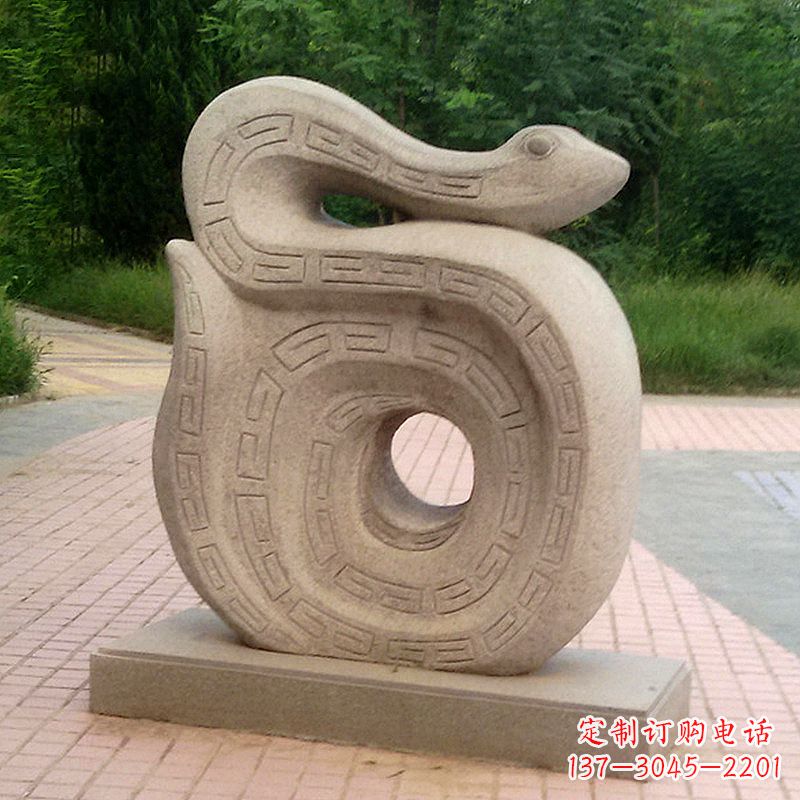 运城砂岩动物蛇雕塑