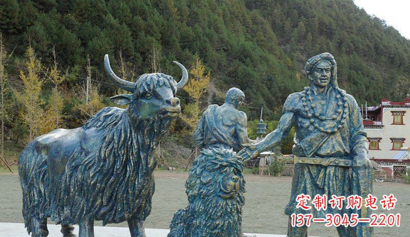 运城中领雕塑定制牦牛景观铜雕