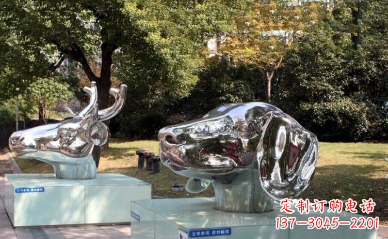 运城不锈钢十二生肖头像雕塑