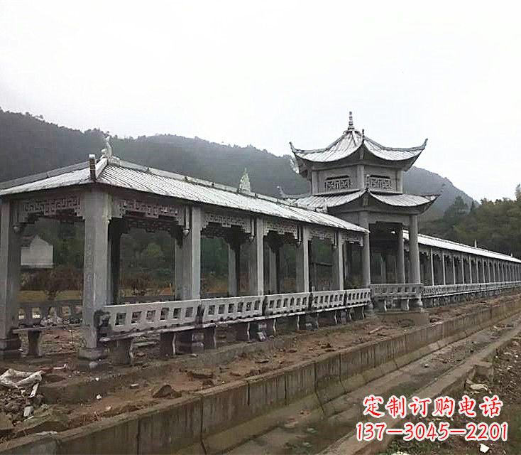 运城中领雕塑定制精美的公园石雕亭子长廊