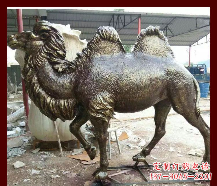 运城双峰骆驼铜雕塑,精美绝伦