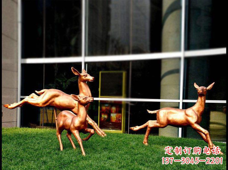 运城精美青铜动物雕塑——小鹿奔跑