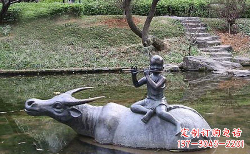 运城草原上的牧童铜雕